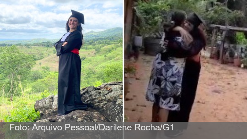 Jovem sai de Goiânia e viaja 35 horas de beca após se formar para cumprir promessa feita aos pais; vídeo