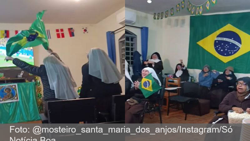 Vídeo de freiras comemorando gol do Brasil na Copa do Mundo viraliza nas redes; assista
