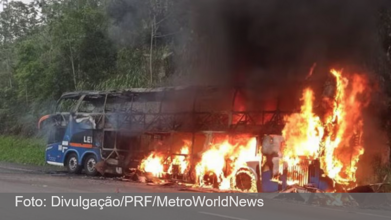 Passageiro coloca fogo em ônibus de viagem que levava mais de 40 passageiros em SP