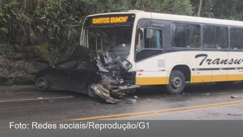 Acidente entre carro e ônibus de viagem deixa um morto e feridos na BR-040 em Ewbank da Câmara