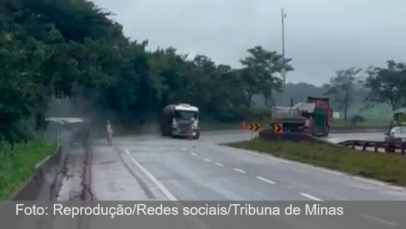 Vídeo que mostra acidentes em estrada devido a óleo na pista não foi feito em Juiz de Fora