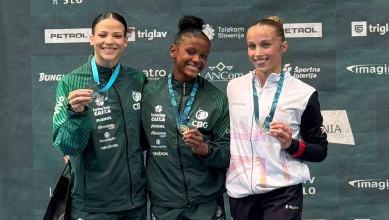 Ginástica brasileira faz dobradinhas em Copa do Mundo na Eslovênia