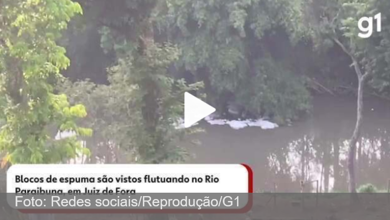 VÍDEO: Blocos de espuma são vistos flutuando no Rio Paraibuna, em Juiz de Fora