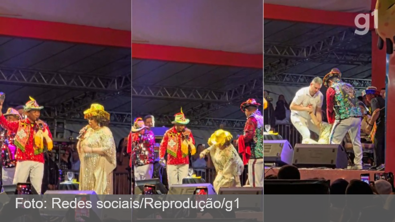 Cantora Alcione se desequilibra e cai no palco durante show em São Luís