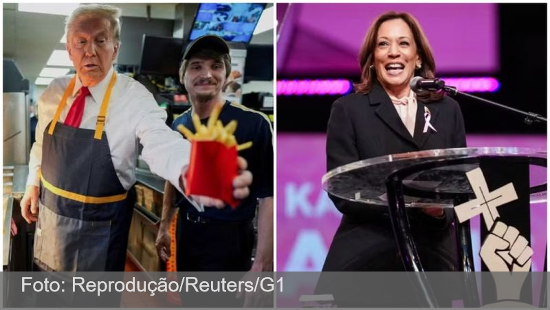 Atos de campanha: Kamala visita igreja e Trump frita batatas em rede de fast food