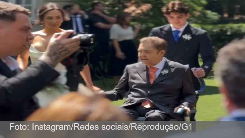 De cadeira de rodas, Faustão leva filha ao altar em casamento neste sábado