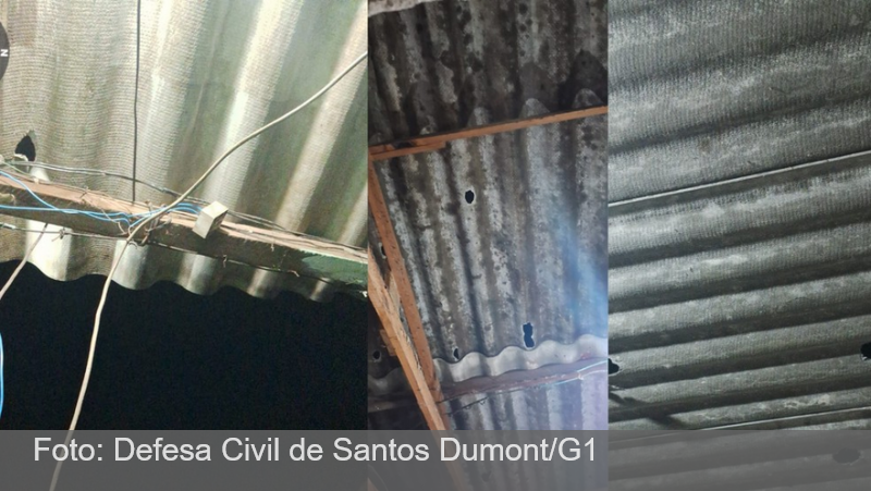 Chuvas com granizo causam danos e deixa moradores sem energia em Santos Dumont