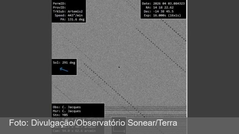 Observatório em Minas Gerais capta imagem da Artemis II a mais de 300 mil km da Terra