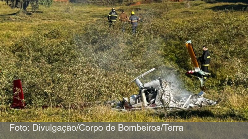 Helicóptero cai em Pomerode e corpo de piloto é encontrado carbonizado